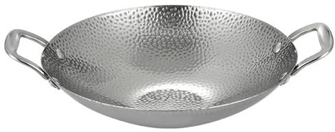 Mini Wok Edelstahl Wok 9 Zoll Mini Wok mit zwei Griffen antihaftbeschichteter Wok mit rundem Boden dicker Induktions Wok für Pfannengerichte Suppen und Pasta