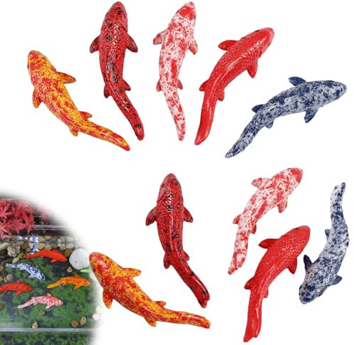 GOMETY 10 Stück Künstlicher Fisch Schwimmender Dekoration für Aquarien, Schwimmender Fische Terrarium Landschaftsbau Ornamente Handwerk Kleines Bewegliches Modell Aquarium Fische Dekoration
