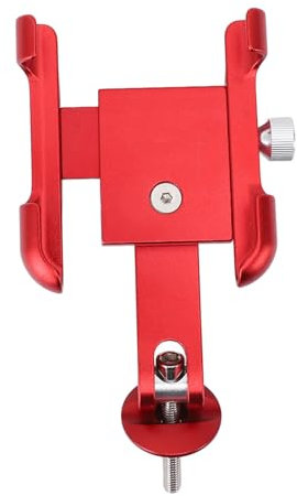Drfeify Aluminum Alloy Bike Headset Phone Mount Holder, 270 Degree Adjustable Rotatable Bike Fork Stem Top Cell Phone Cradle (Red)