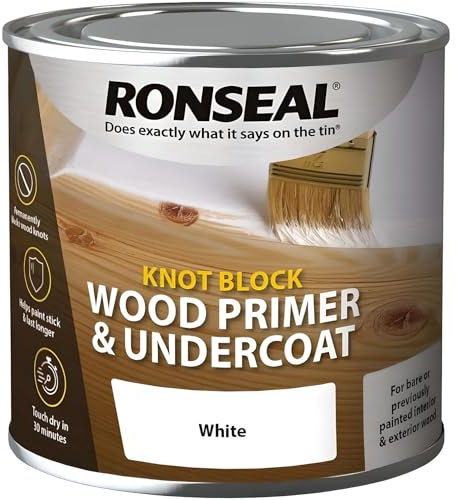 AMK® Ronseal Knot Block Primer & Undercoat White 750ml Permanently Hides Knots Helps Paint Stick and Last Longer Ready To Paint Over in 4 Hours