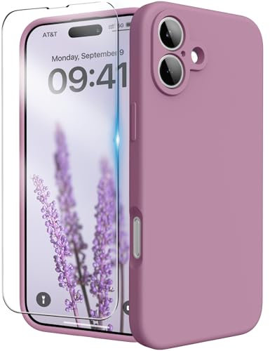 INGIDO for iPhone 16 Case, Liquid Silicone Case with Camera Protection Soft Gel Rubber Cover with Microfiber Lining Shockproof Protective Phone Case for iPhone 16 6.1 (Lilac Purple)