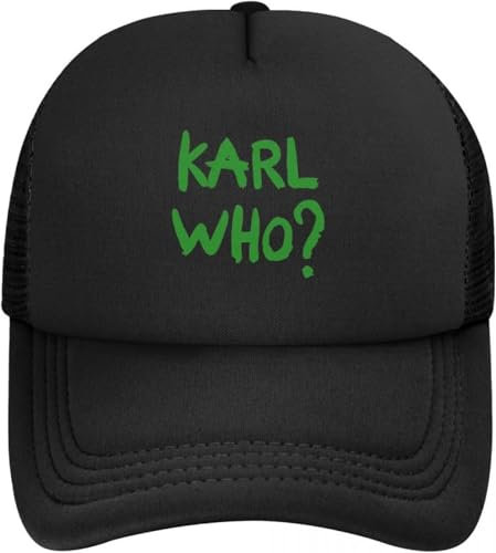Baseballkappe Snapback Sonnenhut individuell gestaltet grün Karl Who-Slogan Baseballkappe für Männer und Frauen atmungsaktive Trucker-Mütze im Freien Geburtstagsgeschenk für Männer und Frauen