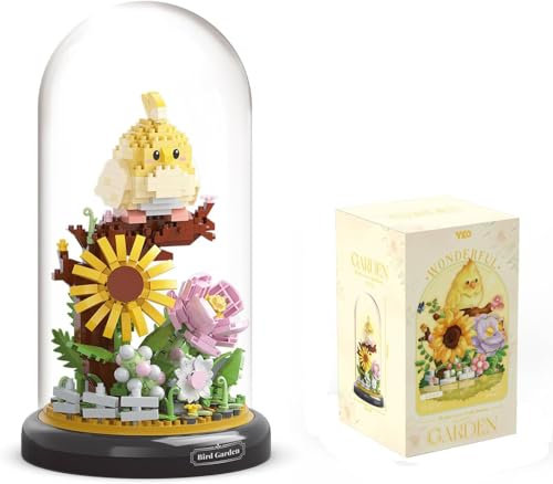 Aigidusansu Flower Bird Parrot Building Kit, Cute Sunflower Mini Building Blocks Set Toy for Adults, Christmas Birthday Gift for Her Mom Wife Girlfriend (Bird)