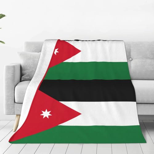ZXERTG Hautfreundliche Flanelldecke mit Jordanien-Flagge, vielseitige, ultraweiche Fleece-Bettdecke für Couch, Reisen, Camping