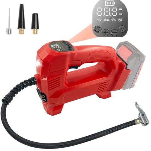 TPDL Compressore auto a batteria per Milwaukee per M18 18 V con lampada a LED, senza fili, pompa ad aria automatica, 150 PSI, compressore per pneumatici, batteria universale elettrica per