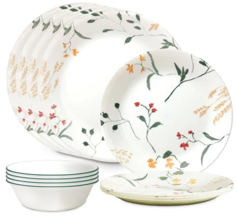 Corelle Vitrelle Signature Wildflower Scatter - Vajilla de 12 piezas
