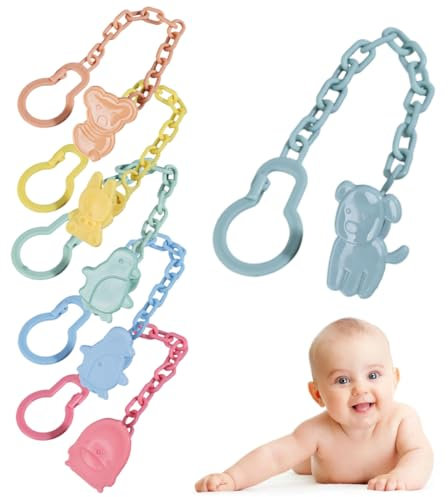 IKOPFLN 6 Pezzi Catenella portaciuccio, Corda per Ciuccio con Clip,per Bambini e Bambina