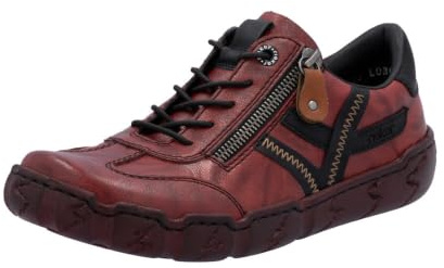 Rieker L0363-34 Damen Schnürschuh Leder/Synthetik rot/schwarz rot/schwarz