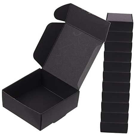 Schwarze Papierverpackungsboxen aus Karton mit Deckel 20 Stück | Faltbar Vorgeprägt, Glatte Kanten, für Schmuckeinlagen und Geschenkverpackung, Schnell Zusammensetzbar