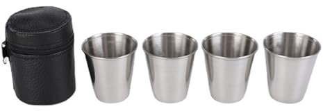 4 bicchieri da 70 ml riutilizzabili con custodia in pelle per gli appassionati di vino all'aperto