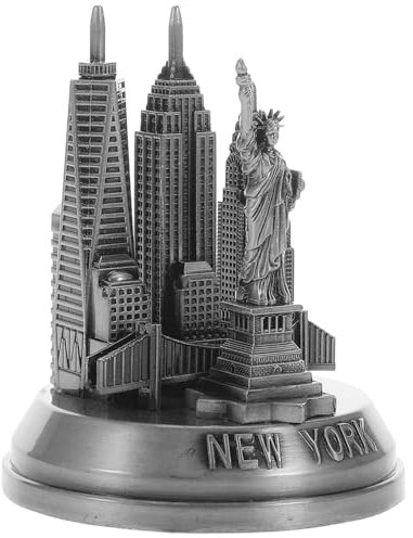 MAGICLULU Wahrzeichen-Ornamente New York Metallmodell New York New York Dekorationsstück New York Stiftständer Souvenirs Türme-Modell Turmreplik Legierung Silver