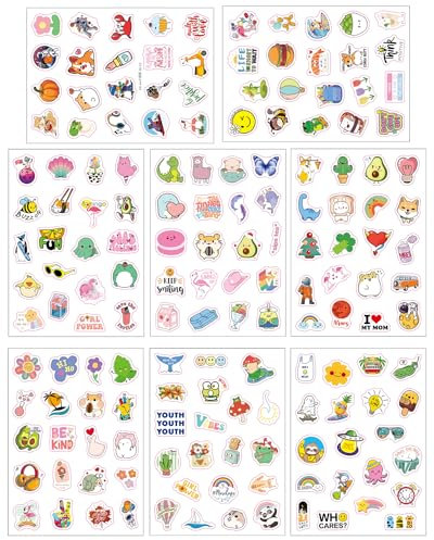 160 Stk Klein Aesthetic Aufkleber für Kinder Teenager Erwachsene, Niedliche Vinyl Sticker für Scrapbook Laptop Telefon Kindle Fotoalbum