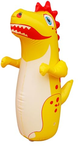 Inflatable Punching Bag Dinosaur Tumbler Sandbag for Presents (Yellow)