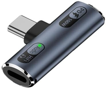 Wmool USB C Cuffie Audio E Caricatore 2 In 1 Adattatore 90 Gradi 100W Caricabatterie Veloce Con S5Y9 Splitter Cuffia Ricarica PD Type-C