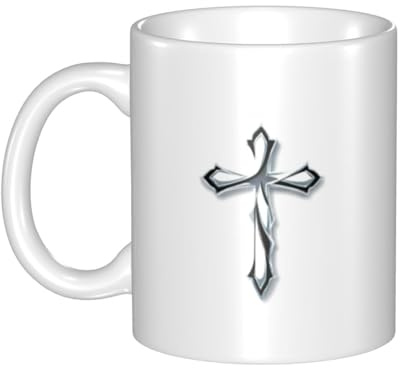 Gpkgsigt Silver Diamond Cross Printing mug ceramic Mugs for cappuccino, latte, cereal, yogurt, milk, hot or cold drinks Micro-wave oven