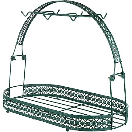 Hohopeti Wrought Iron Coffee Mug Holder Rack Tea Set Stand Organizer Drainer for Kitchen Home Office Sturdy Construction with Sealed Joints Multipurpose Display and Storage Dark Green