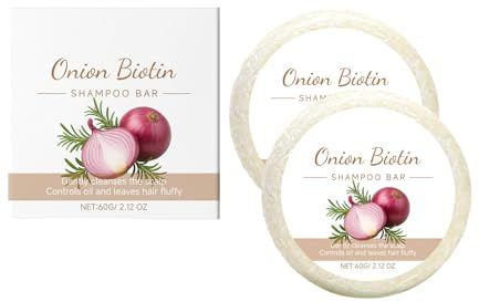 Onion Biotin Shampoo Bar, Festes Shampoo Herren & Damen - 3in1 Duschseife Männer für Haare, Kopfhaut & Bart - Feuchtigkeitsshampoo - Vegan, Handgefertigt (2pc)