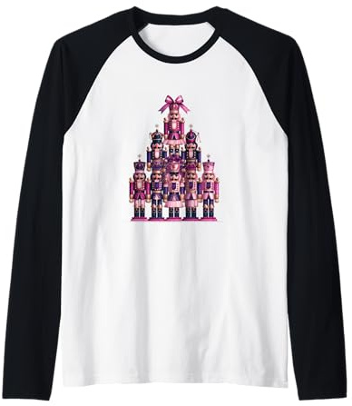 Sapin de Noël Casse-Noisette Rose Assorti Vacances en Famille Manche Raglan