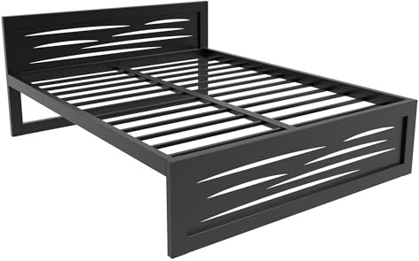 MetaloPro Metallbett 180x200 cm Ryka Perfor Muster 14, Bett mit Lattenrost | Lasergravur in Kopf- und Fußteil, Doppelbett bis 1000 kg belastbar, quietschfrei, Aufbau in 10 Min, 37 cm Stauraum, robust