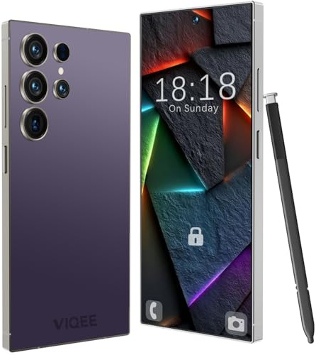 viqee Android Smartphone Handy Ohne Vertrag Günstig, 8+256GB Dual SIM 6.8 HD-Bildschirm 4500mAh Akku 21+8MP Kamera, Simlockfreie Handys/OTG/Face ID,Purpurrot
