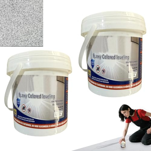 Peinture De Sol En Résine Époxy, 2Pièce Peinture Auto-nivelante Effet Marbre Haute Brillance, Imperméable Autolissant P einture De Sol Époxy Au Sable Coloré, Effet Marbre Antidérapant Pour Béton, Bois