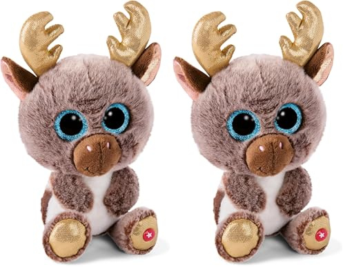 NICI GLUBSCHIS Kuscheltier Rentier Chocolate Mousse 15cm – braun – Weiches Plüschtier – niedliches Stofftier zum Kuscheln & Spielen – tolle Geschenkidee für Kinder & Erwachsene – 62289 (Packung mit 2)