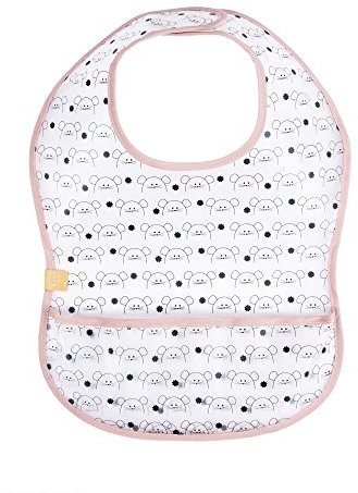 LÄSSIG Baby Lätzchen abwaschbar Auffangschutz wasserdicht Klettverschluss 1 Stk./EVA Bib Little Chums Mouse, rosa