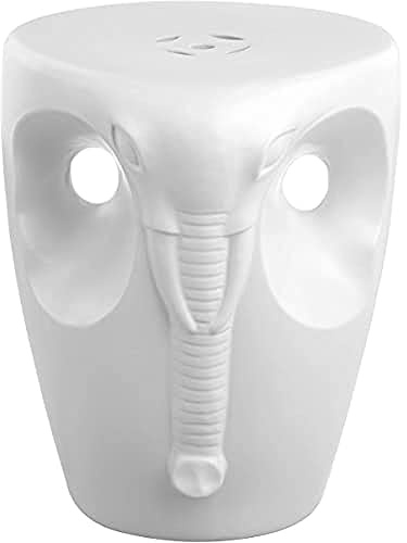 SAFAVIEH Modern Ceramic Garden Stool, in White, 40 X 40 X 45