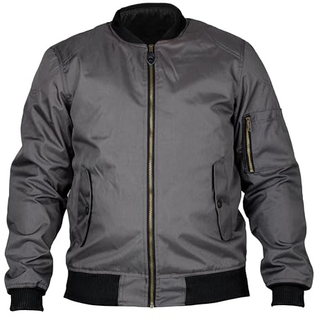 RKsports Motorcycle Motorbike Scooter Waterproof Bomber Jacket CE Armoured (L, Grey)