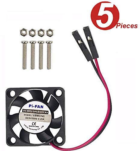 DollaTek 5Pcs DC 5V Brushless CPU Cooling Fan with Screws for Raspberry Pi 3 / Pi 2 Model B RPI B+