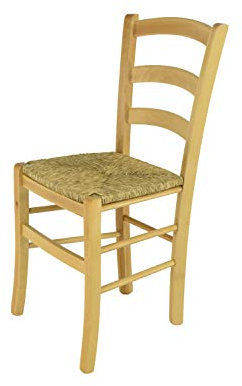 t m c s Tommychairs - Stuhl Venice für Küche und Esszimmer, robuste Struktur aus lackiertem Buchenholz im Farbton Naturfarben und Sitzfläche aus Stroh