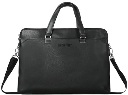 OCCIENTEC Sac Business Femme Homme Sac Serviette en PU Cuir Sac à Main Sacoche Porte Document (Noir-14pouces)
