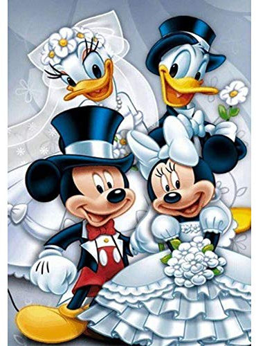 5D-Diamant-Malerei-Set zum Selbermachen, Kristall-Strassstein-Stickerei, Gemälde, Kunsthandwerk für Zuhause, Wanddekoration, Vollbohrer (Micky Maus Donald Duck, 30,5 x 40,6 cm)