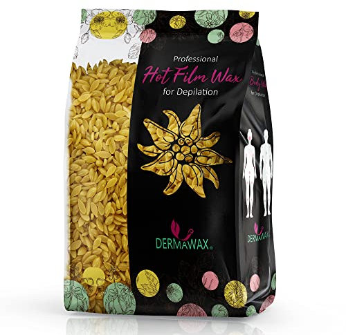 Dermawax Natural Honig Wachs Wachsperlen zur Haarentfernung für alle Hauttypen zur Gesicht Augenbrauen Nasenhaare Beine Arme Bikini Intim Zone Brazilian Waxing Enthaarung Wax((1 kg, Natural)