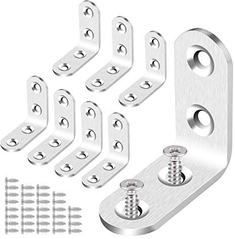 JIZZU 8Pcs Stainless Steel Right Angle Bracket(3 mm Thickness), 40x40mm Small Shelf Brackets Angle Iron, Security Corner Brace, Wall Brackets for Shelves, Radiator Shelf, Tables, Chairs, Beds, Windows