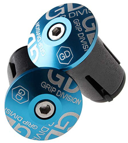 GD Grip Divison Rennrad Lenker Endkappen, Aluminium End Plugs für Gravel, Fixie, Cyclecross und Bahnräder, blau