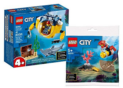 Collectix Lego Set: Mini-U-Boot 60263 + Tiefseetaucher 30370, Geschenkset ab 5 Jahren