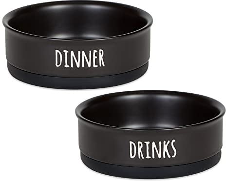 Bone Dry Ceramic Pet Collection Dinner, Drinks & Dessert Set, Medium, 6x2 Count, Black, 2 Count