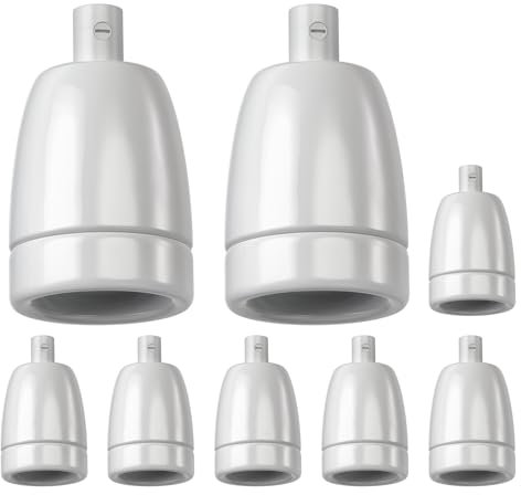 ledscom.de 8 Stück E27 Fassung, Porzellan, weiß, 230V AC, max. 300W