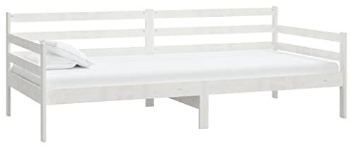 vidaXL Massivholz Kiefer Tagesbett Bettsofa Sofa Bett Einzelbett Sofabett Schlafsofa Bettgestell Gästebett Holzbett Massivholzbett Weiß 90x200cm