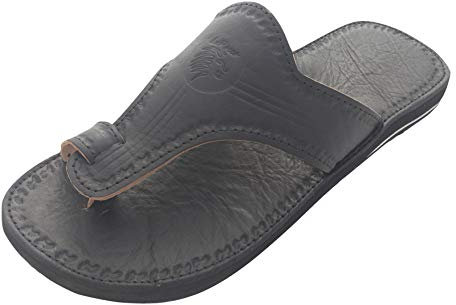 LaRocco Ledersandalen Zehenring Zehentrenner Zehenschlaufe Echtleder Sandalen 29.a.b. (42, Mattschwarz)