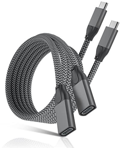 BASESAILOR USB C Extension Cable 3.3FT for iPhone 16 15 Pro Max,USB C 3.1 3.2 Gen2 10Gbps Female Male Extender,Extender Cord for iPad 10 Air 5 Mini 7 6,Note 21 20,Magsafe Charger