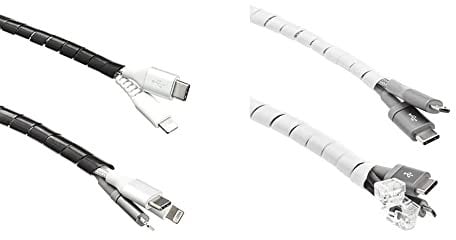 AmazonCommercial Universal Cable Tidy Tube, 10 m - Black & Universal Cable Tidy Tube, 10 m - White
