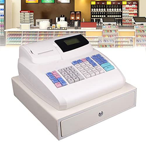 POS -System -Registrierkasse, elektronische Registrierkasse mit abnehmbarem Cash -Tablett und thermischem Drucker, Multifunktion kommerzielle Registrierkasse für Einzelhandel/Restaurant,White
