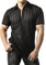 JOGAL Mens Floral Lace Shirt See Through Short Sleeve Casual Button Down Shirts Black Wave Medium