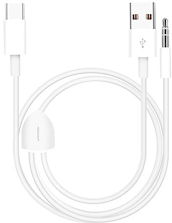 XMSJSIY USB Type C to 3.5mm AUX USB Charge Cable for Car with Aux Adapter, Type C Splitter 2-in-1 Headphone Audio Jack Adapter and Charger Adapter Wire Cord for Car Stereo, Speaker-1.2M