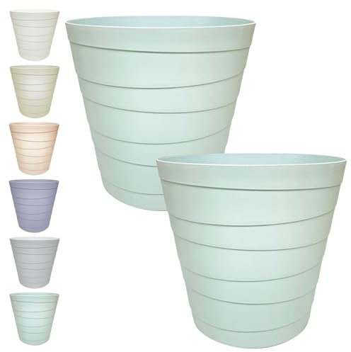 MAKREL® Pastel Colours Plastic Waste Paper Basket Bin Modern Step Design Trash Can for Kitchen, Bathroom, Office (2 x Pale Aquamarine, 7 Litre)