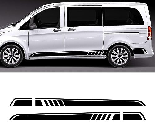 VINAUD Seitenstreifen Seitenaufkleber Aufkleber für Mercedes Benz Vito Viano V Class w447 v260, Schwarz, Vinyl, Seitenkörper, A-Black