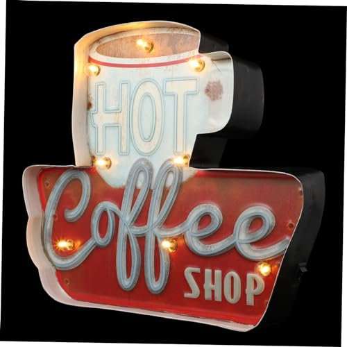 Veemoon Retro LED Kaffeetassen Wanddekoration aus Eisen, Batteriebetrieben