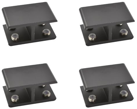 INCREWAY Glass Clamp, 4 Pack Adjustable Double Side Aluminum Alloy Glass Shelf Support Bracket, Glass Clip Clamp Holder for 18-20mm Thickness, 180 Degrees, Black